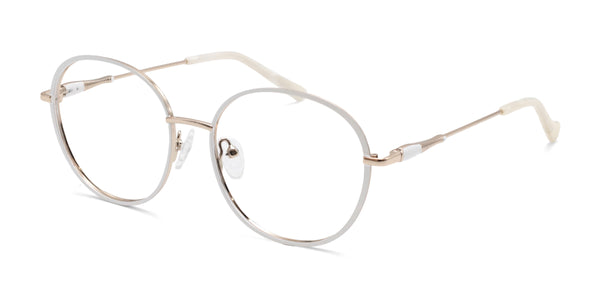 theda oval white eyeglasses frames angled view