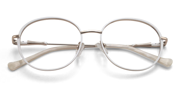 theda oval white eyeglasses frames top view