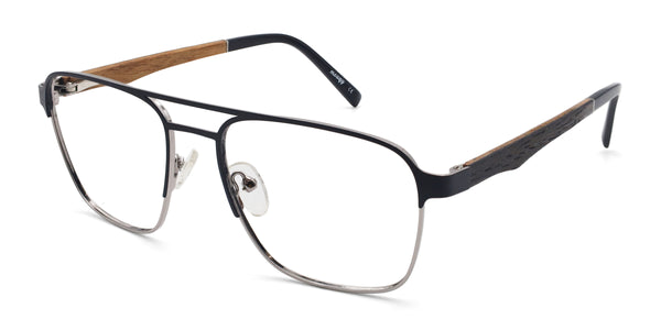 thomas aviator black eyeglasses frames angled view