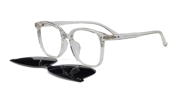 tim square transparent eyeglasses frames angled view