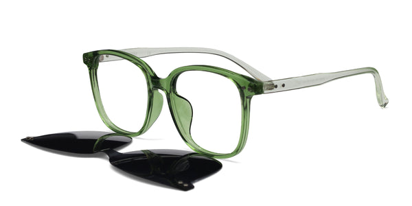 tim square green eyeglasses frames angled view