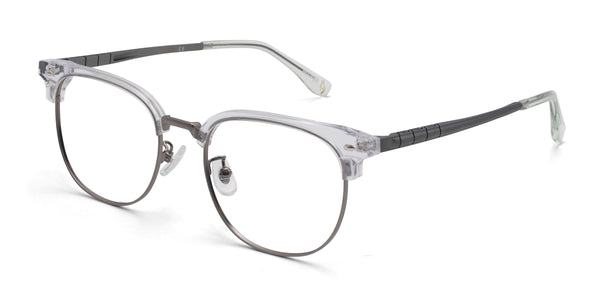 timber browline transparent eyeglasses frames angled view
