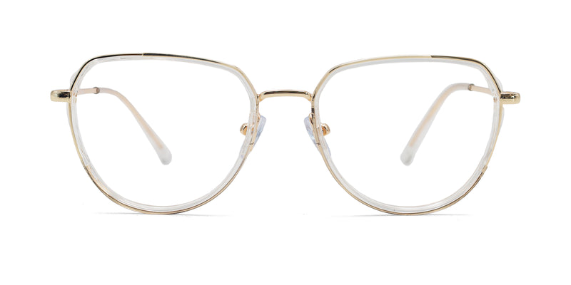 tropical geometric transparent white eyeglasses frames front view