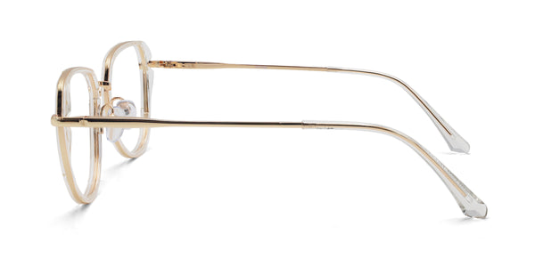 tropical geometric transparent white eyeglasses frames side view