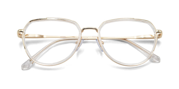 tropical geometric transparent white eyeglasses frames top view