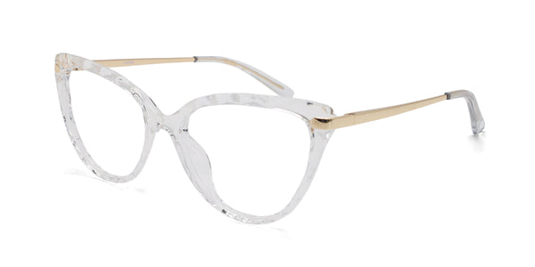 ultimate cat eye transparent eyeglasses frames angled view