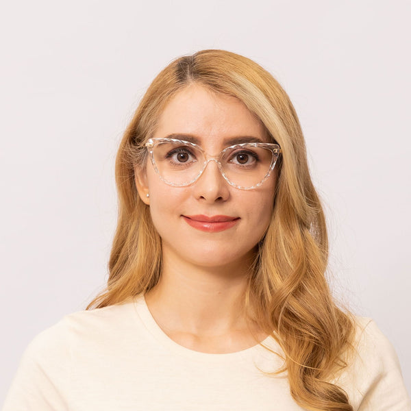 ultimate cat eye transparent eyeglasses frames for women front view