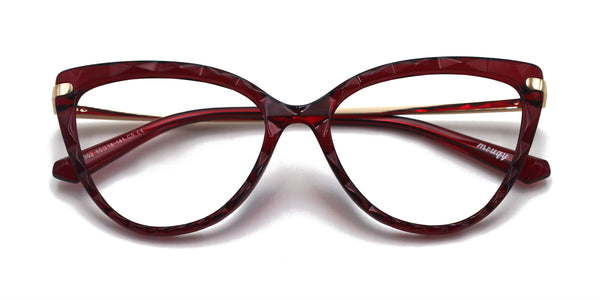 ultimate cat eye red eyeglasses frames top view
