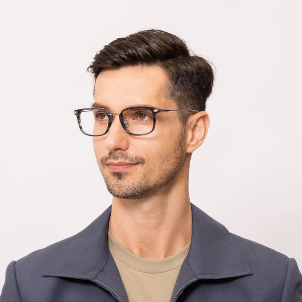 ultra rectangle gray eyeglasses frames for men angled view