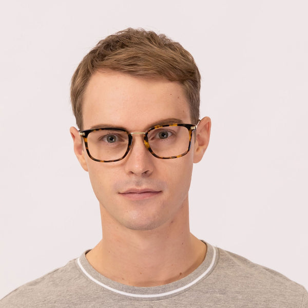ultra rectangle tortoise eyeglasses frames for men front view
