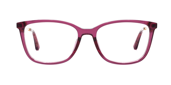 urbane square transparent purple eyeglasses frames front view
