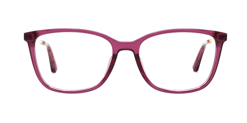 urbane square transparent purple eyeglasses frames front view