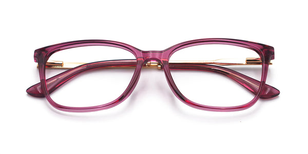 urbane square transparent purple eyeglasses frames top view