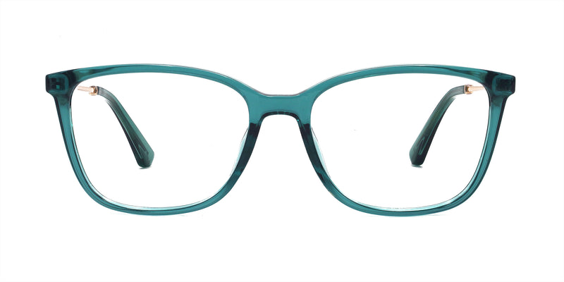 urbane square transparent green eyeglasses frames front view