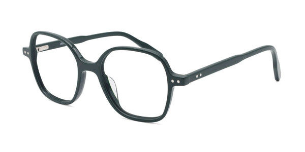 utopia square green eyeglasses frames angled view