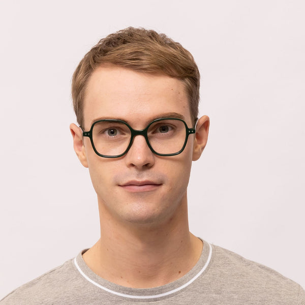 utopia square green eyeglasses frames for men front view