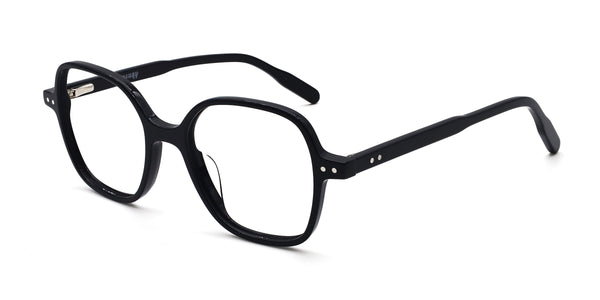 utopia square black eyeglasses frames angled view