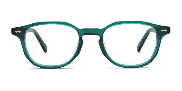 vanco square shiny green eyeglasses frames front view