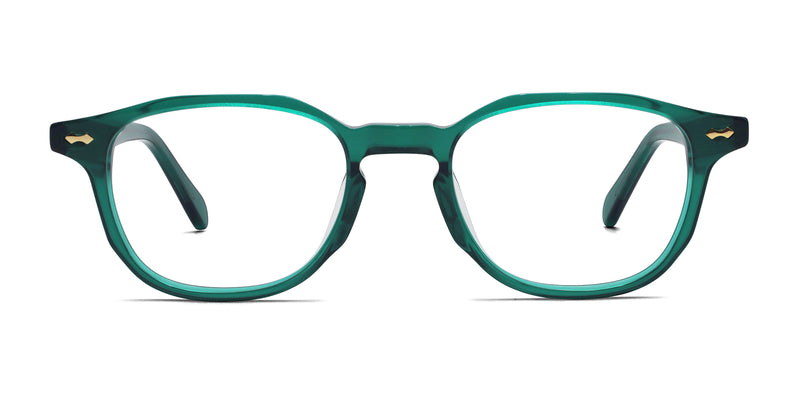 vanco square shiny green eyeglasses frames front view