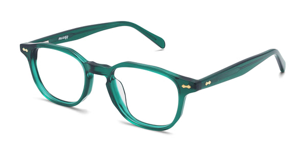 vanco square shiny green eyeglasses frames angled view