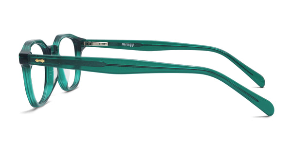 vanco square shiny green eyeglasses frames side view