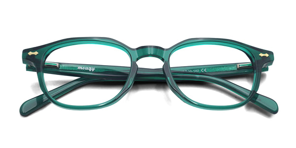 vanco square shiny green eyeglasses frames top view