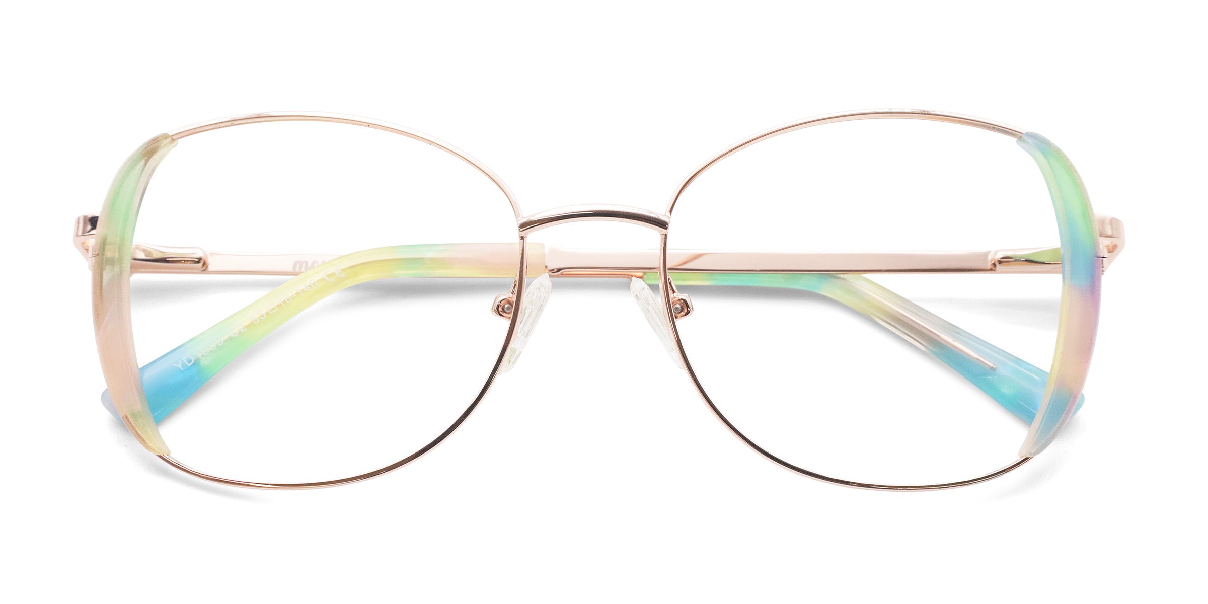 venust cat-eye green eyeglasses frames top view