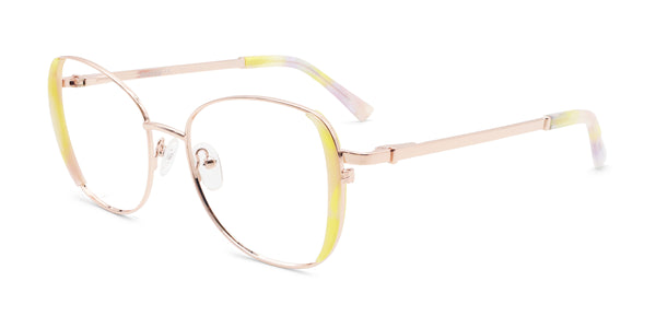 venust cat-eye yellow eyeglasses frames angled view