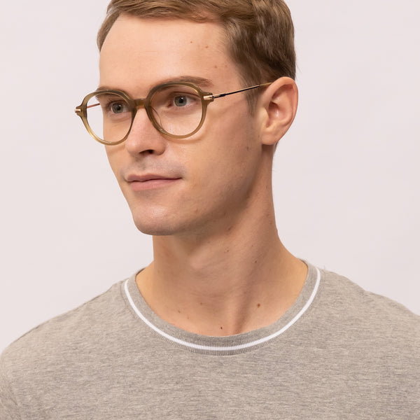 verity geometric green eyeglasses frames for men angled view