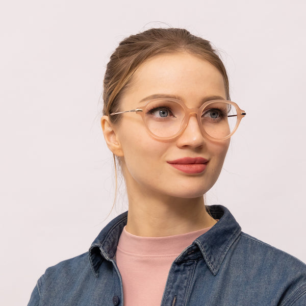 verity geometric pink eyeglasses frames for women side view