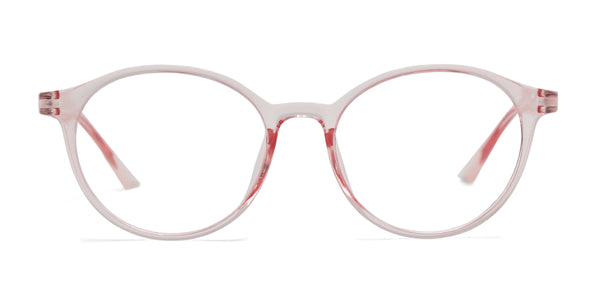 vers oval transparent pink eyeglasses frames front view