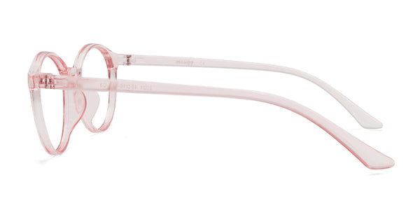 vers oval transparent pink eyeglasses frames side view