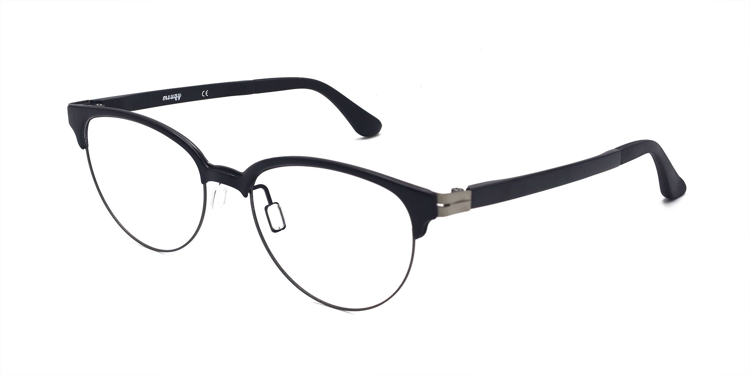victor oval black eyeglasses frames angled view