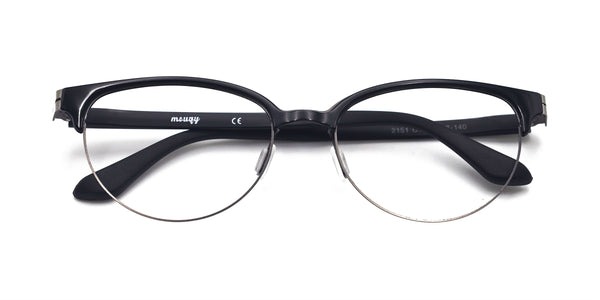 victor oval black eyeglasses frames top view
