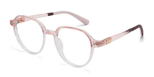 vivian geometric gradient pink eyeglasses frames angled view