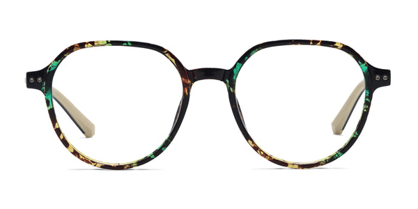 vivian geometric tortoise green eyeglasses frames front view