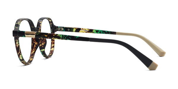 vivian geometric tortoise green eyeglasses frames side view