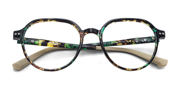 vivian geometric tortoise green eyeglasses frames top view