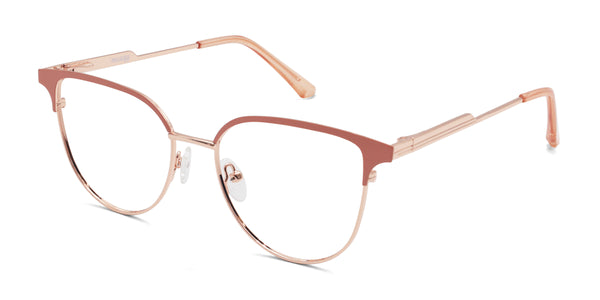 vivid browline pink eyeglasses frames angled view