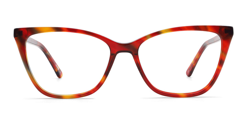 vow cat eye red eyeglasses frames front view