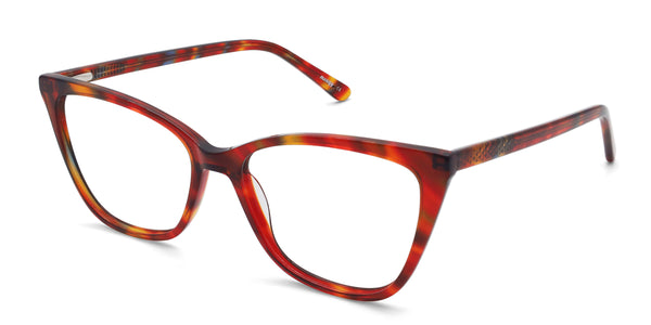 vow cat eye red eyeglasses frames angled view