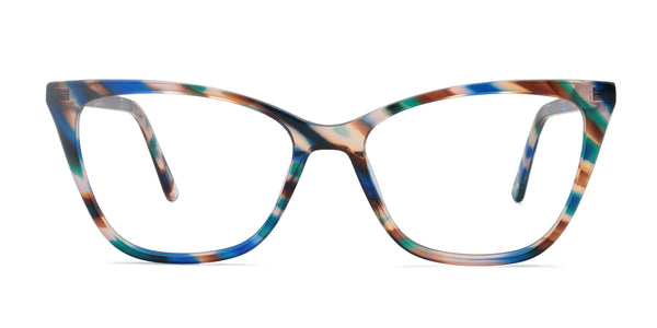 vow cat eye blue eyeglasses frames front view