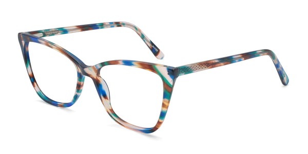 vow cat eye blue eyeglasses frames angled view