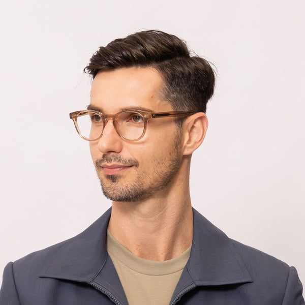 willie oval brown eyeglasses frames for men angled view