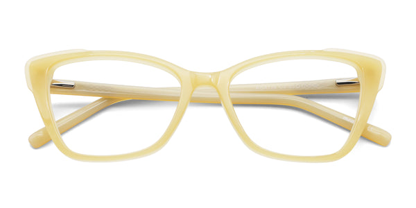 wink cat eye yellow eyeglasses frames top view