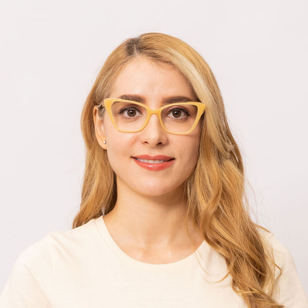wink cat eye yellow eyeglasses frames for women front view