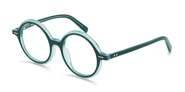 winnie round green eyeglasses frames angled view
