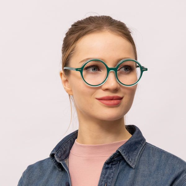 winnie round green eyeglasses frames for women side view