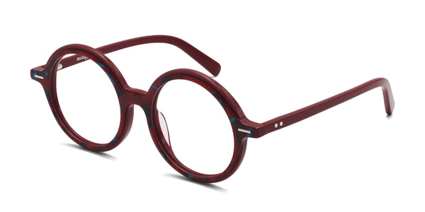 winnie round red eyeglasses frames angled view