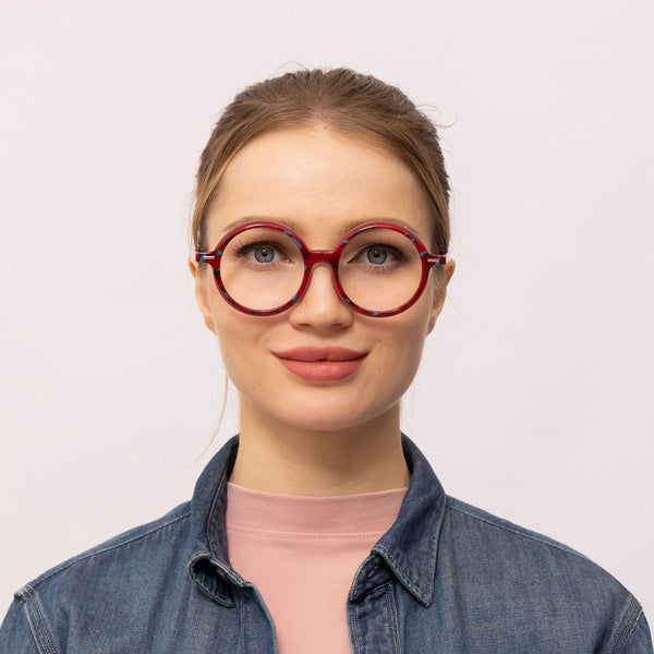 winnie round red eyeglasses frames for women front view